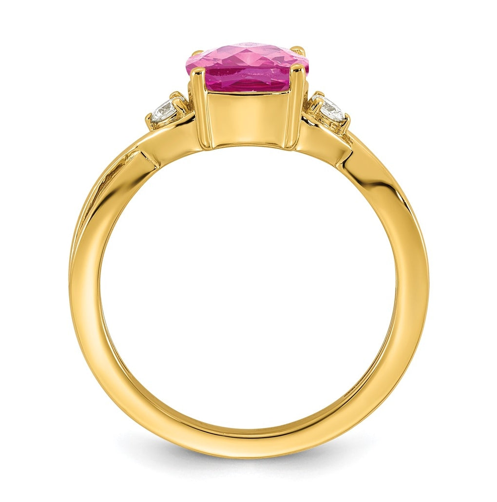 10K Yellow Gold Checkerboard Amethyst & Lab Grown Diamond VS/SI+ G+ February Birthstone Complete Ring – Elegant Jewelry Gift for Birthday, Anniversary, Engagement, Wedding