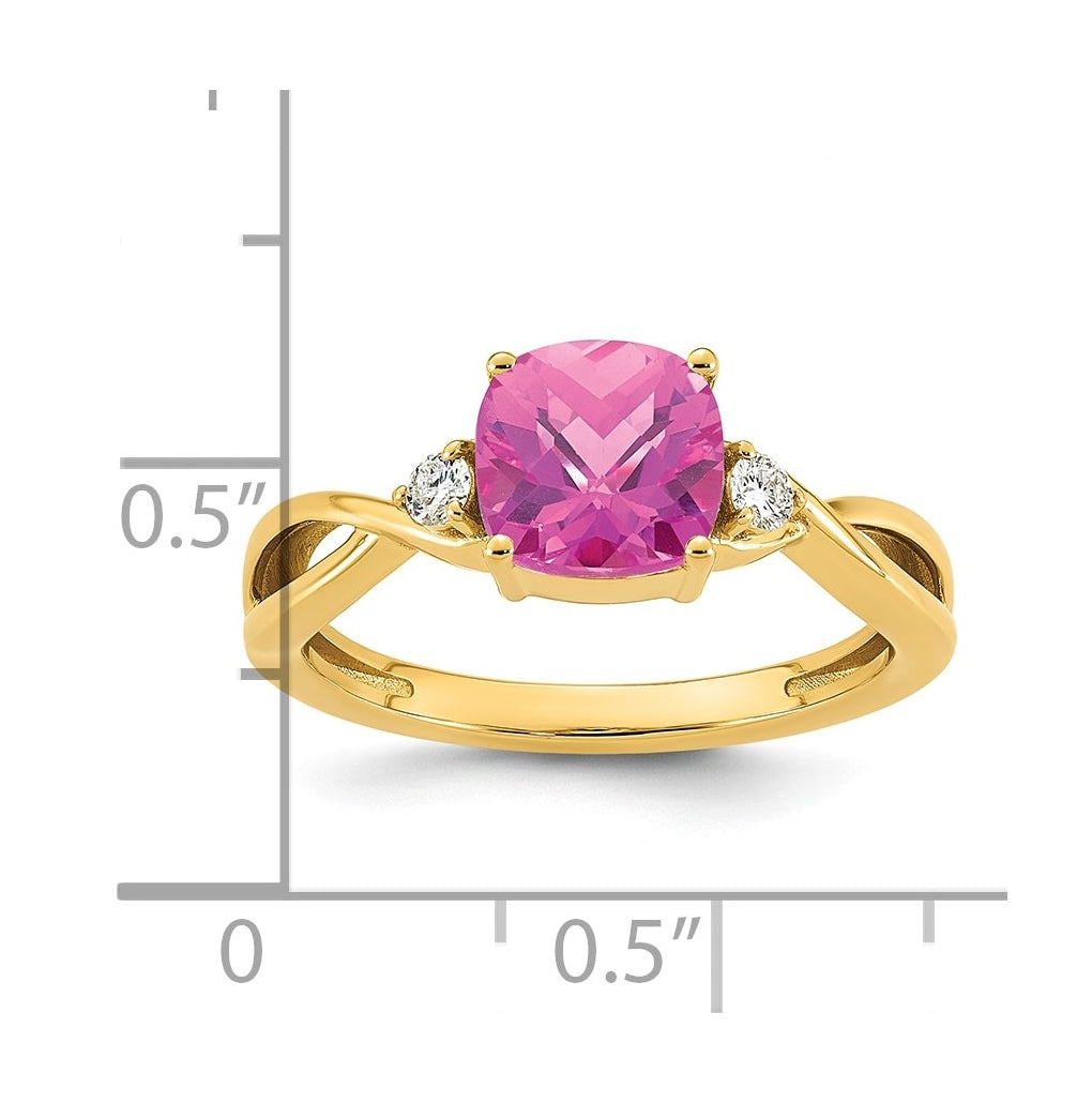 10K Yellow Gold Checkerboard Amethyst & Lab Grown Diamond VS/SI+ G+ February Birthstone Complete Ring – Elegant Jewelry Gift for Birthday, Anniversary, Engagement, Wedding