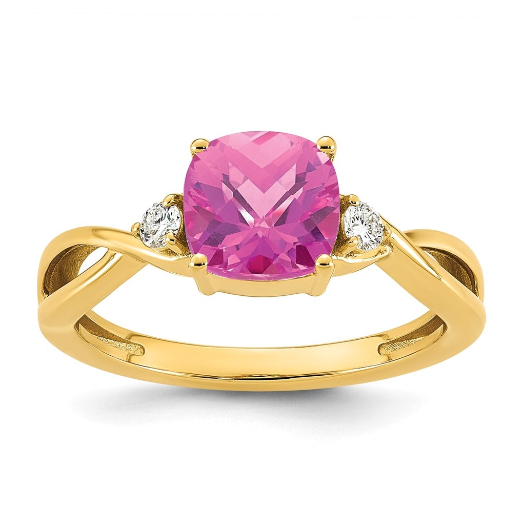 14K White Gold Checkerboard Amethyst & Lab Grown Diamond VS/SI+ G+ February Birthstone Complete Ring – Elegant Jewelry Gift for Birthday, Anniversary, Engagement, Wedding