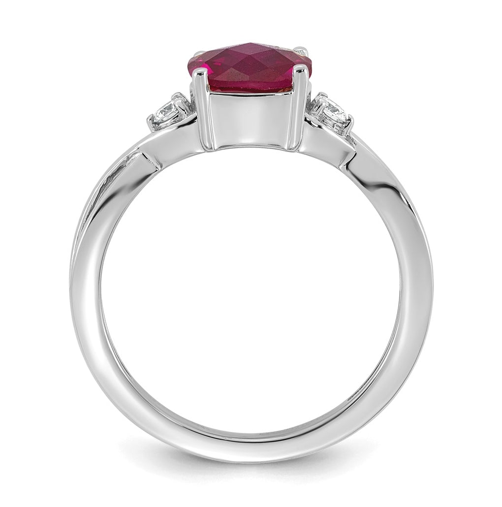 14K White Gold Checkerboard Amethyst & Lab Grown Diamond VS/SI+ G+ February Birthstone Complete Ring – Elegant Jewelry Gift for Birthday, Anniversary, Engagement, Wedding
