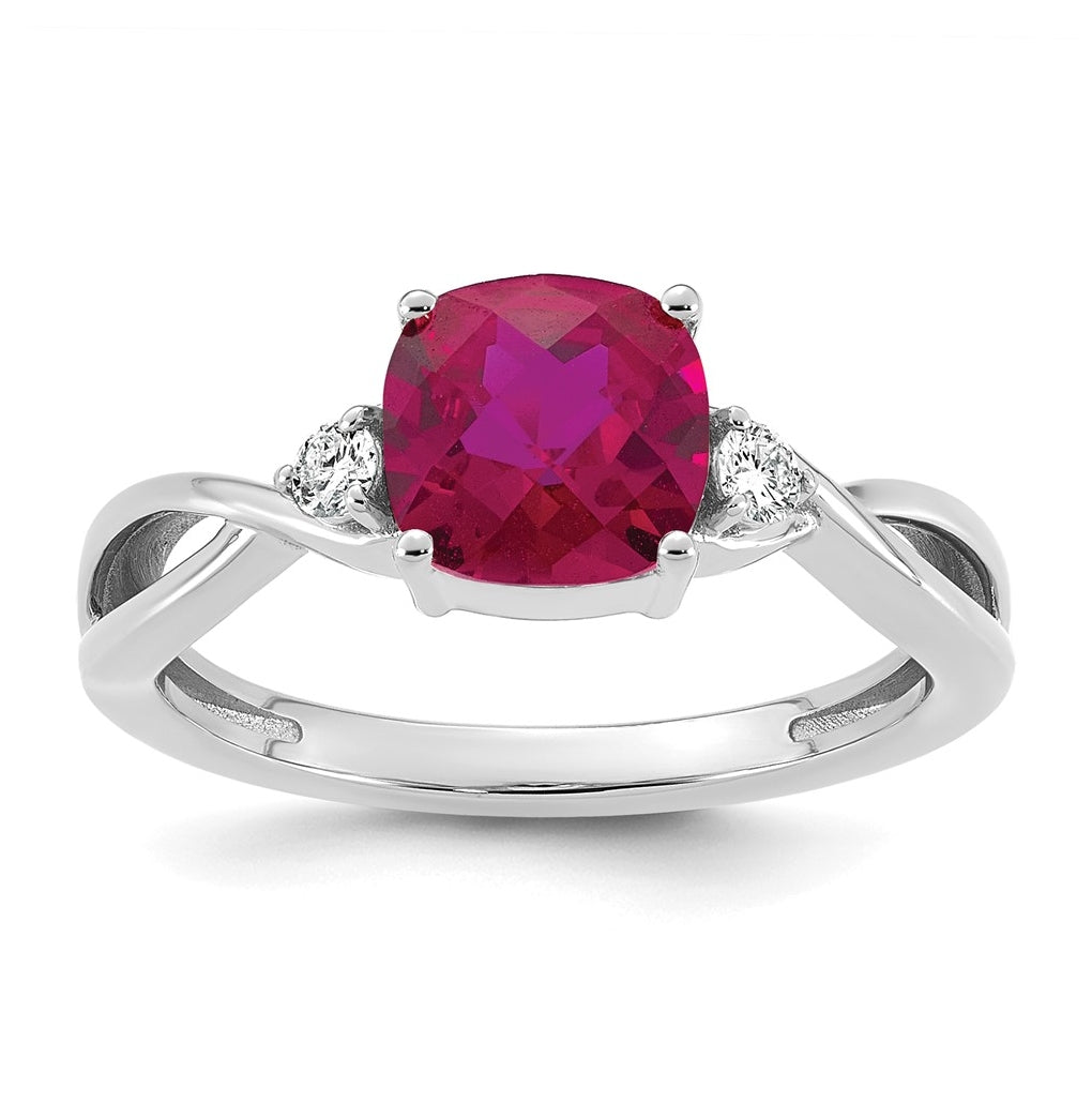 14K White Gold Checkerboard Amethyst & Lab Grown Diamond VS/SI+ G+ February Birthstone Complete Ring – Elegant Jewelry Gift for Birthday, Anniversary, Engagement, Wedding
