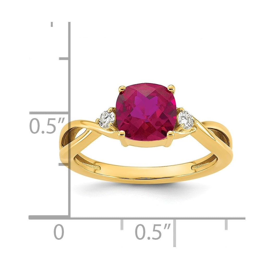 10K Yellow Gold Checkerboard Amethyst & Lab Grown Diamond VS/SI+ G+ February Birthstone Complete Ring – Elegant Jewelry Gift for Birthday, Anniversary, Engagement, Wedding