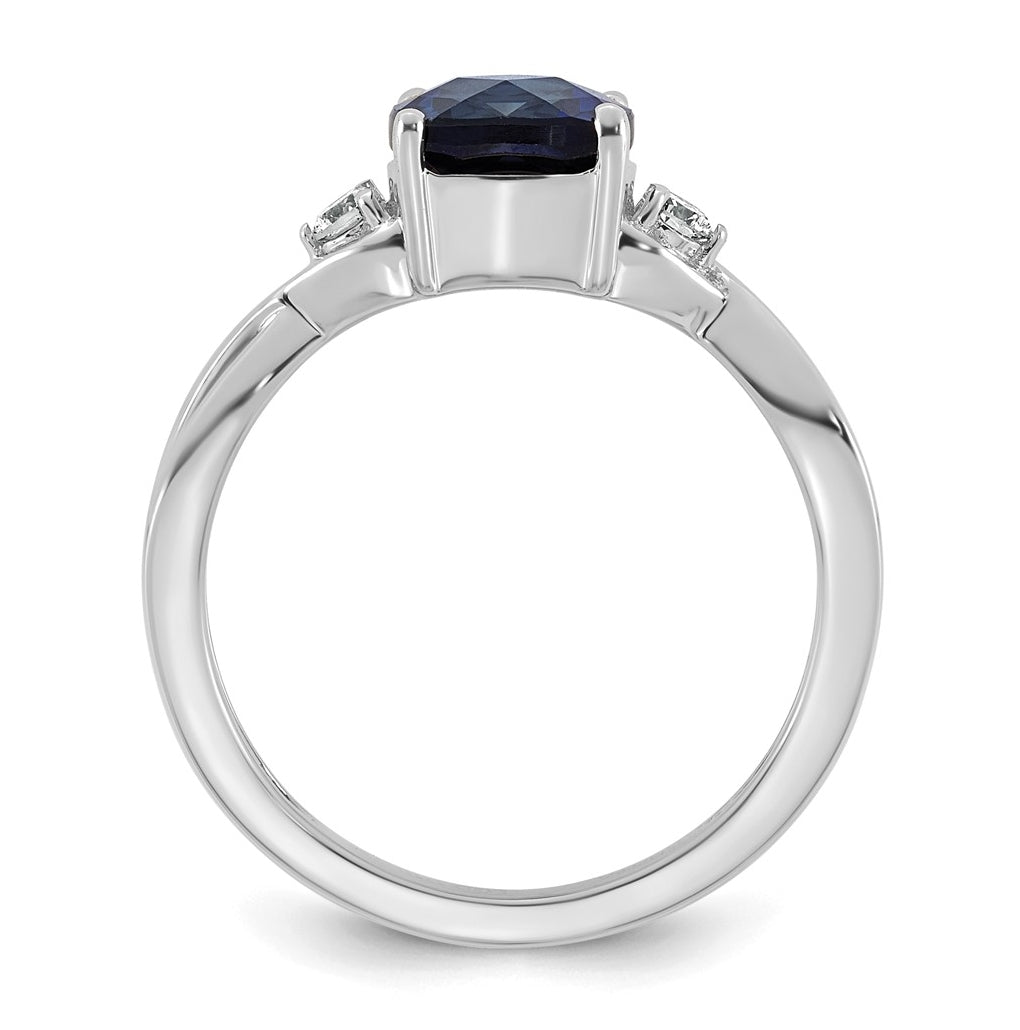 14K White Gold Checkerboard Amethyst & Lab Grown Diamond VS/SI+ G+ February Birthstone Complete Ring – Elegant Jewelry Gift for Birthday, Anniversary, Engagement, Wedding