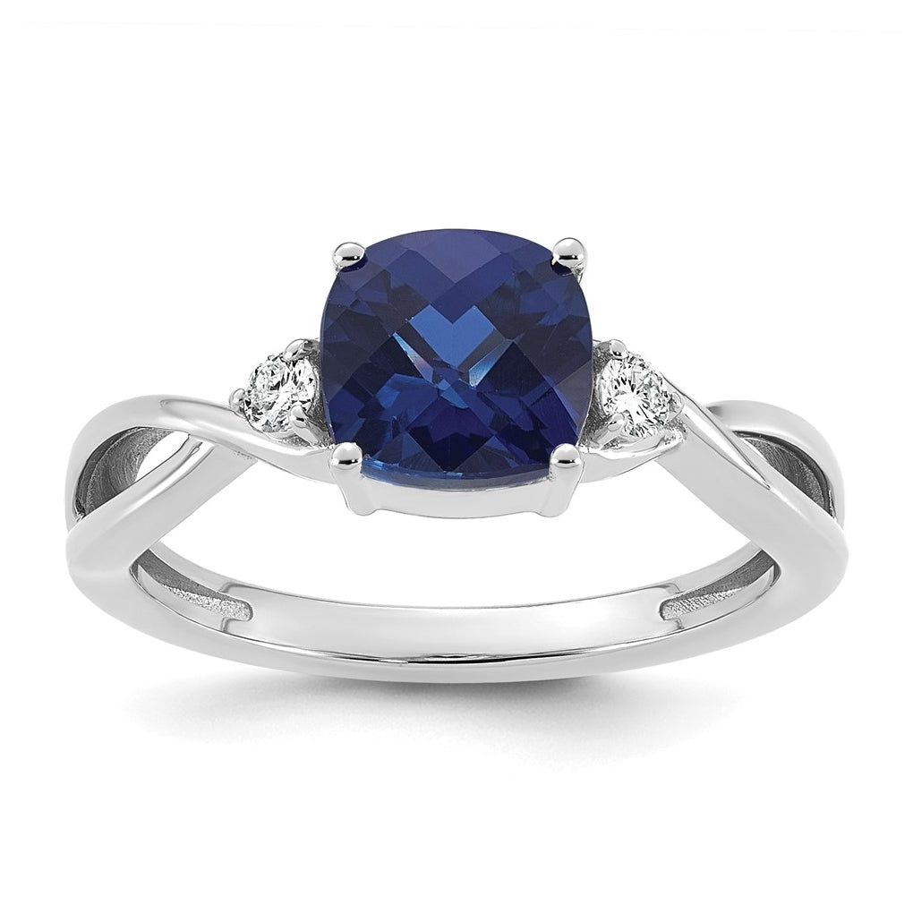 14K White Gold Checkerboard Amethyst & Lab Grown Diamond VS/SI+ G+ February Birthstone Complete Ring – Elegant Jewelry Gift for Birthday, Anniversary, Engagement, Wedding