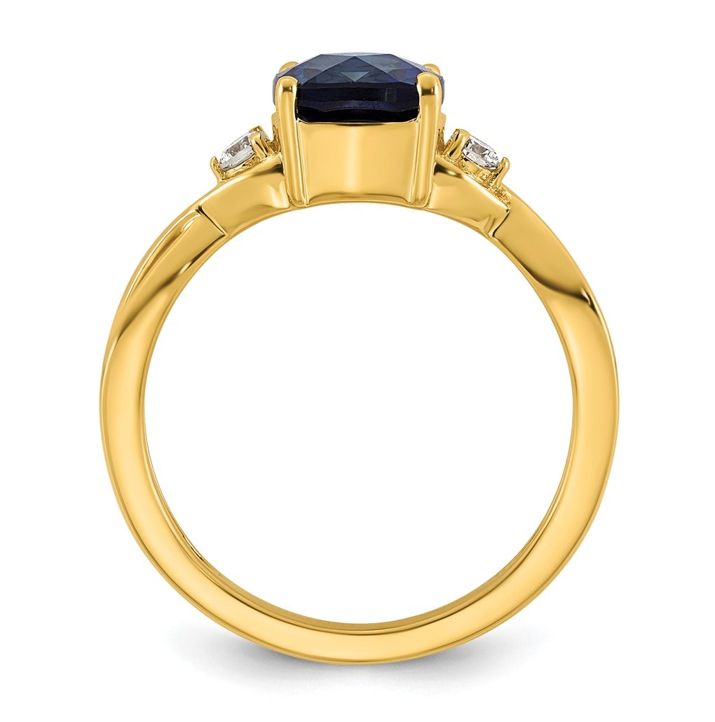 10K Yellow Gold Checkerboard Amethyst & Lab Grown Diamond VS/SI+ G+ February Birthstone Complete Ring – Elegant Jewelry Gift for Birthday, Anniversary, Engagement, Wedding