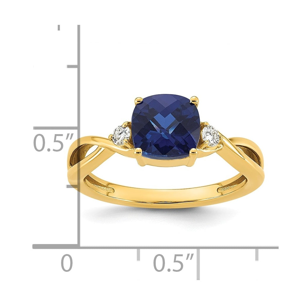 10K Yellow Gold Checkerboard Amethyst & Lab Grown Diamond VS/SI+ G+ February Birthstone Complete Ring – Elegant Jewelry Gift for Birthday, Anniversary, Engagement, Wedding