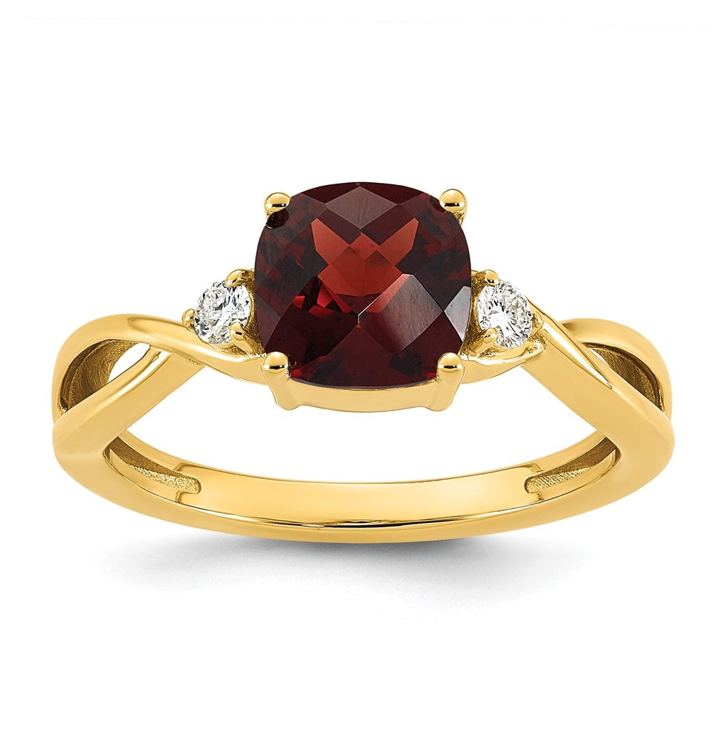 10K Yellow Gold Checkerboard Amethyst & Lab Grown Diamond VS/SI+ G+ February Birthstone Complete Ring – Elegant Jewelry Gift for Birthday, Anniversary, Engagement, Wedding