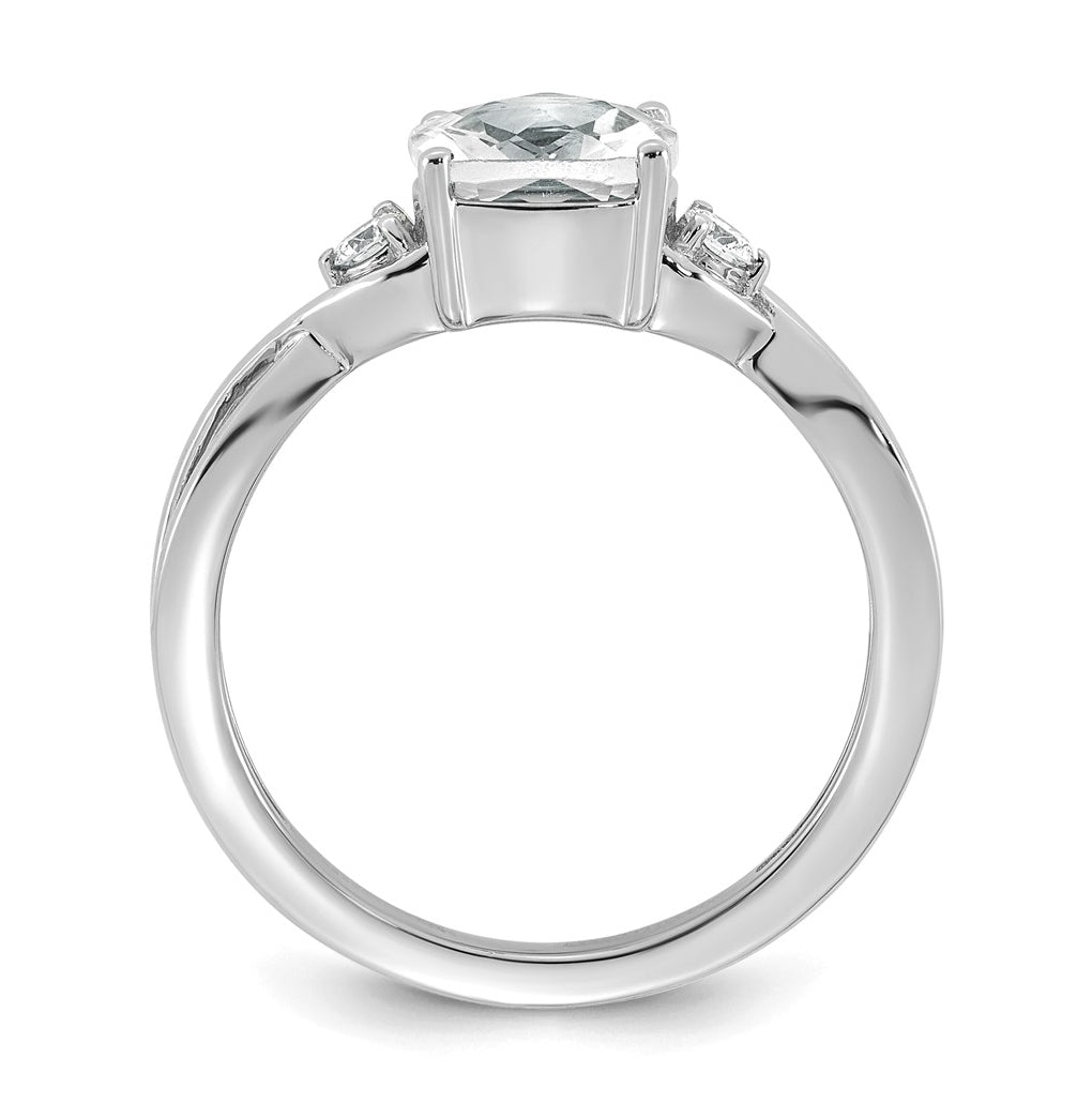 14K White Gold Checkerboard Amethyst & Lab Grown Diamond VS/SI+ G+ February Birthstone Complete Ring – Elegant Jewelry Gift for Birthday, Anniversary, Engagement, Wedding