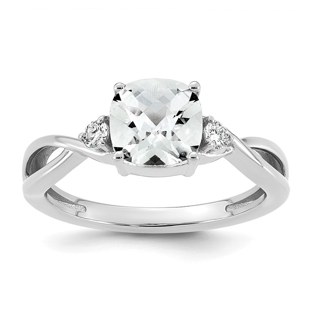 14K White Gold Checkerboard Amethyst & Lab Grown Diamond VS/SI+ G+ February Birthstone Complete Ring – Elegant Jewelry Gift for Birthday, Anniversary, Engagement, Wedding