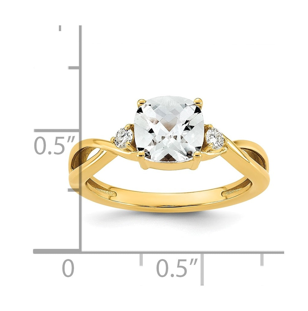 10K Yellow Gold Checkerboard Amethyst & Lab Grown Diamond VS/SI+ G+ February Birthstone Complete Ring – Elegant Jewelry Gift for Birthday, Anniversary, Engagement, Wedding