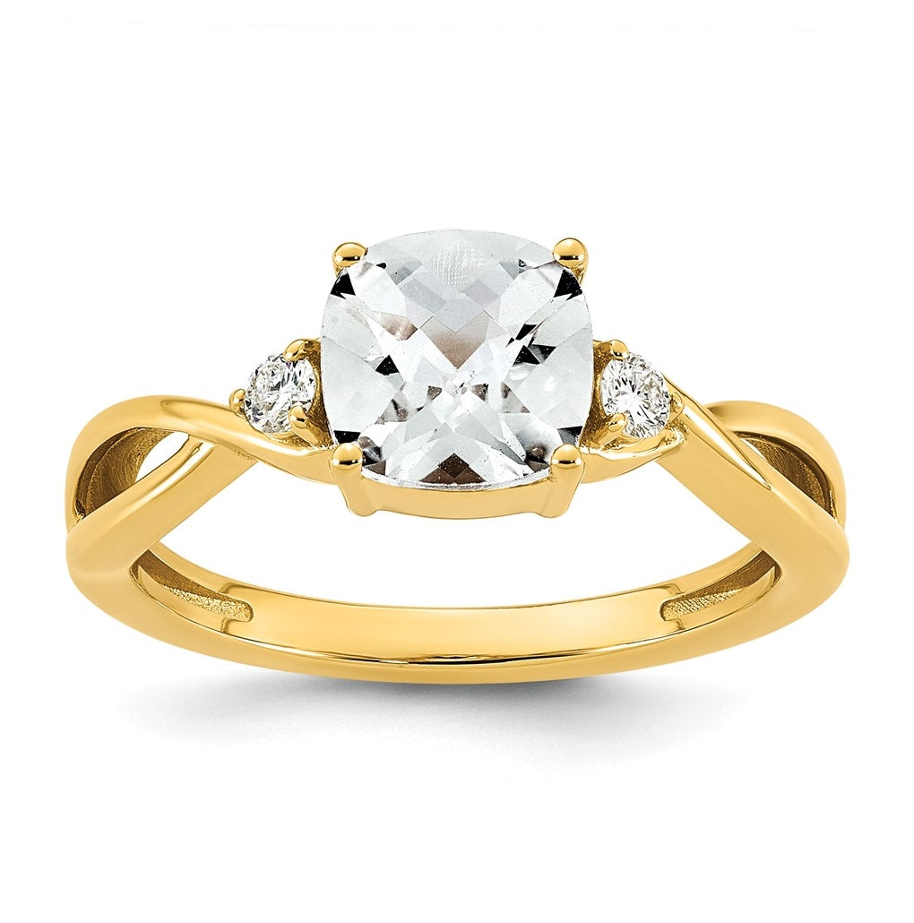 14K White Gold Checkerboard Amethyst & Lab Grown Diamond VS/SI+ G+ February Birthstone Complete Ring – Elegant Jewelry Gift for Birthday, Anniversary, Engagement, Wedding