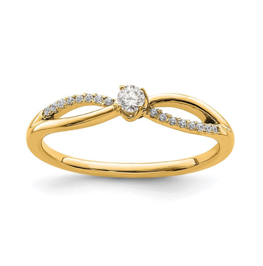 10k Yellow Gold 1/8ct Lab Grown Diamond VS/SI+ G+ Complete Petite Engagement Ring Size 5 – Elegant Jewelry Gift for Birthday, Anniversary, Engagement, Wedding