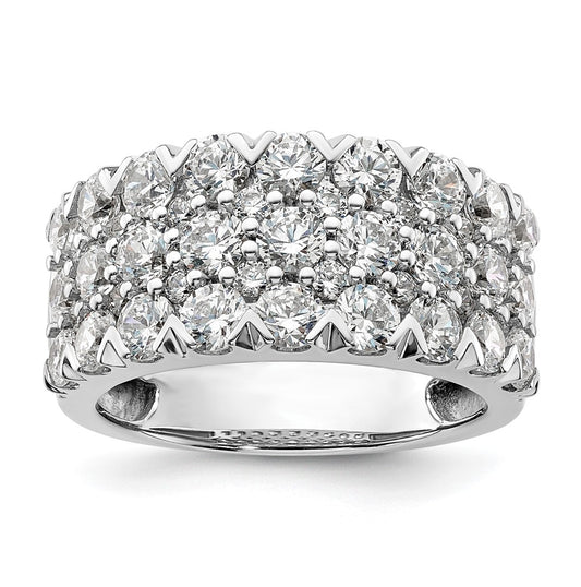 10k White Gold 3 ct Lab Grown Diamond VS/SI+ G+ Complete Triple Row Band – Elegant Jewelry Gift for Birthday, Anniversary, Engagement, Wedding