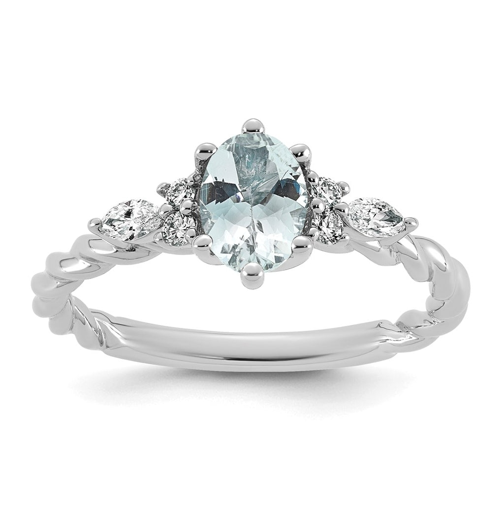 14K White Gold Polished Amethyst & 1/6 carat Lab Grown Diamond VS/SI+ G+ February Birthstone Complete Twisted Ring – Elegant Jewelry Gift for Birthday, Anniversary, Engagement, Wedding