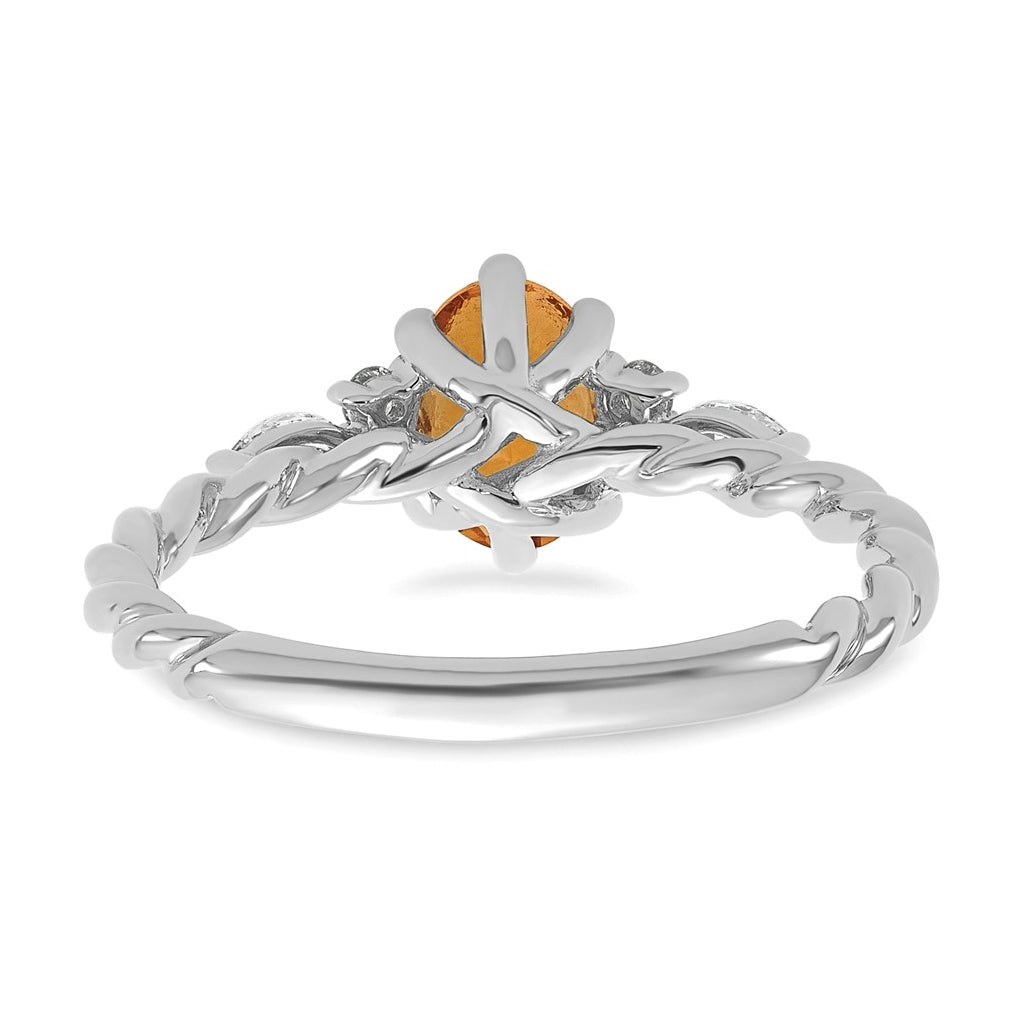 14K White Gold Polished Amethyst & 1/6 carat Lab Grown Diamond VS/SI+ G+ February Birthstone Complete Twisted Ring – Elegant Jewelry Gift for Birthday, Anniversary, Engagement, Wedding
