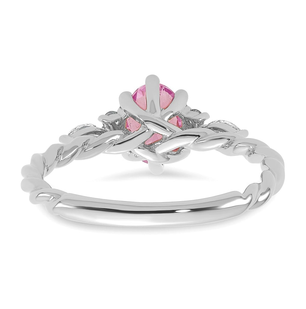 14K White Gold Polished Amethyst & 1/6 carat Lab Grown Diamond VS/SI+ G+ February Birthstone Complete Twisted Ring – Elegant Jewelry Gift for Birthday, Anniversary, Engagement, Wedding
