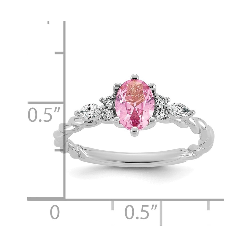 14K White Gold Polished Amethyst & 1/6 carat Lab Grown Diamond VS/SI+ G+ February Birthstone Complete Twisted Ring – Elegant Jewelry Gift for Birthday, Anniversary, Engagement, Wedding
