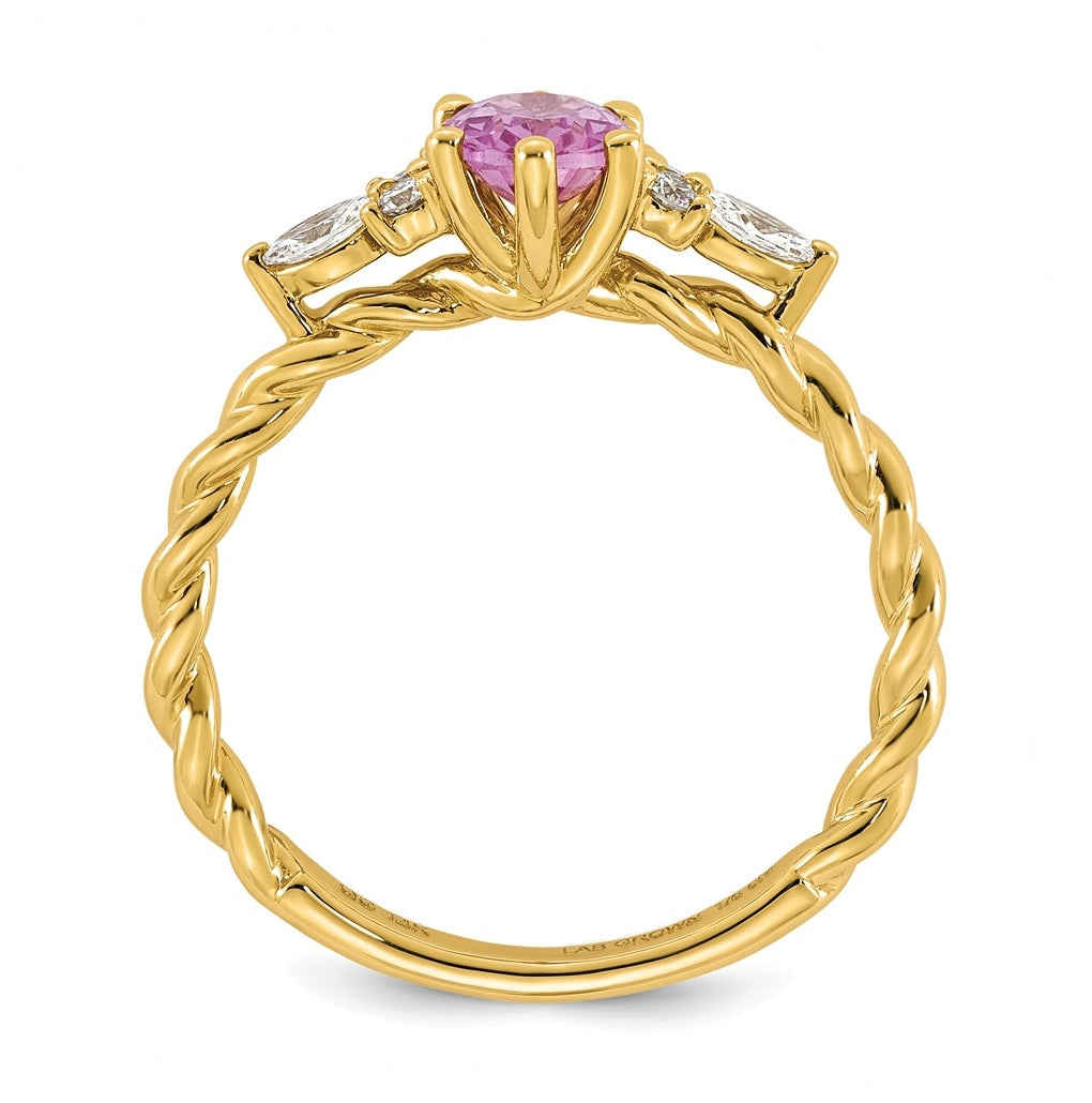 14K White Gold Polished Amethyst & 1/6 carat Lab Grown Diamond VS/SI+ G+ February Birthstone Complete Twisted Ring – Elegant Jewelry Gift for Birthday, Anniversary, Engagement, Wedding