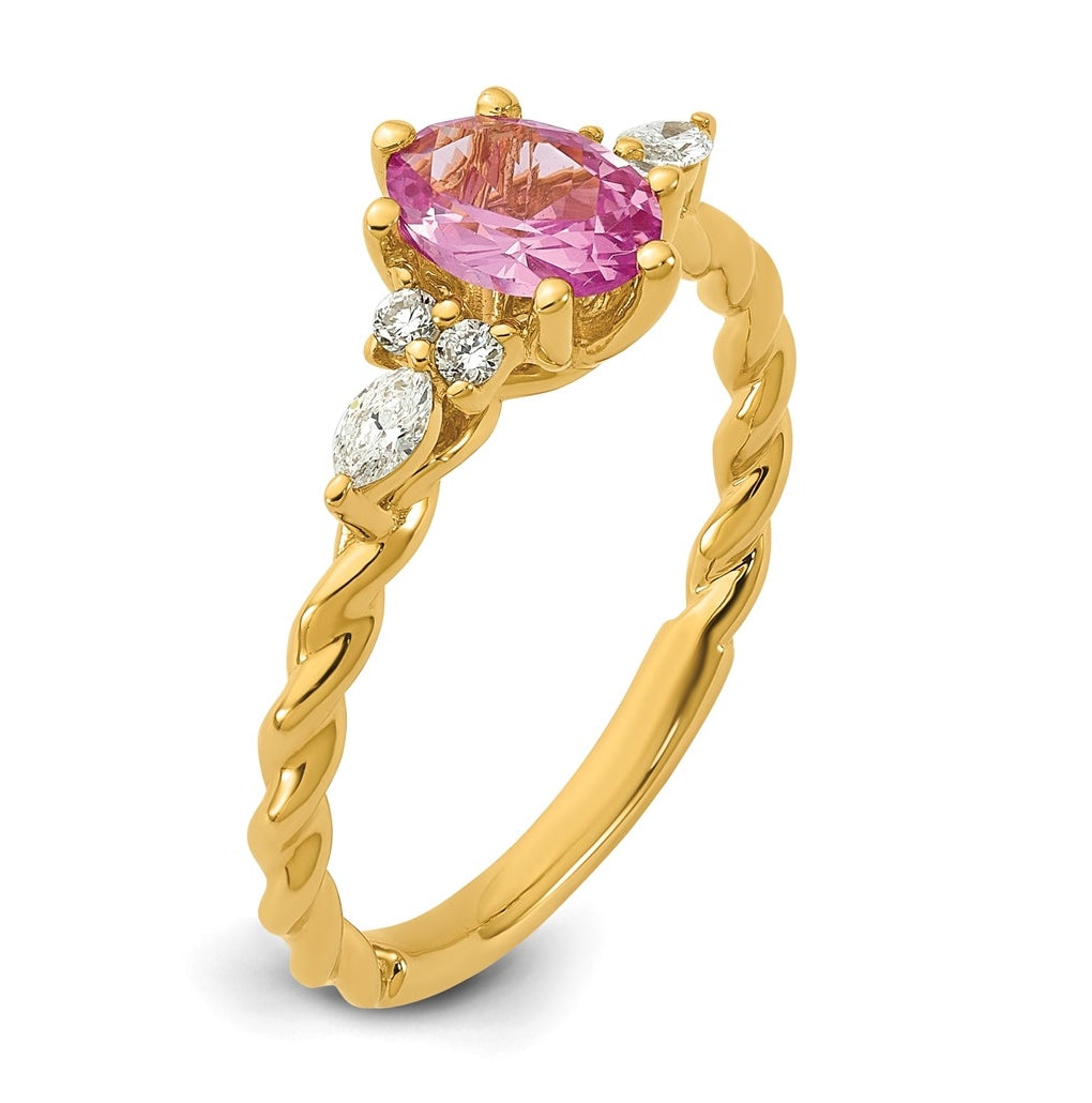 14K White Gold Polished Amethyst & 1/6 carat Lab Grown Diamond VS/SI+ G+ February Birthstone Complete Twisted Ring – Elegant Jewelry Gift for Birthday, Anniversary, Engagement, Wedding