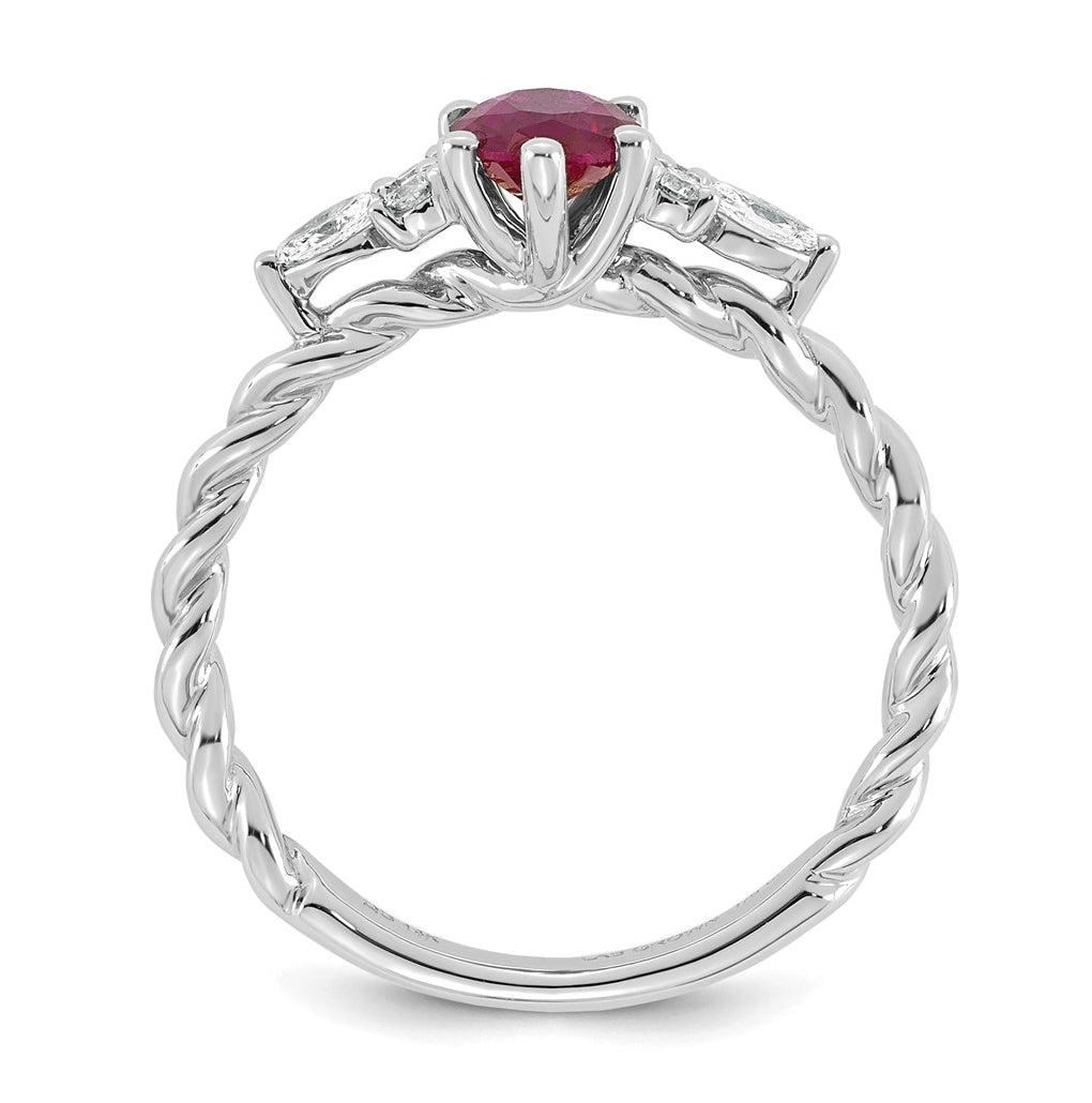 14K White Gold Polished Amethyst & 1/6 carat Lab Grown Diamond VS/SI+ G+ February Birthstone Complete Twisted Ring – Elegant Jewelry Gift for Birthday, Anniversary, Engagement, Wedding