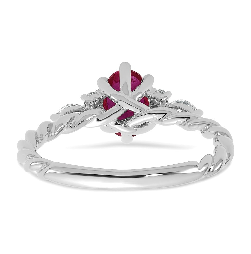 14K White Gold Polished Amethyst & 1/6 carat Lab Grown Diamond VS/SI+ G+ February Birthstone Complete Twisted Ring – Elegant Jewelry Gift for Birthday, Anniversary, Engagement, Wedding