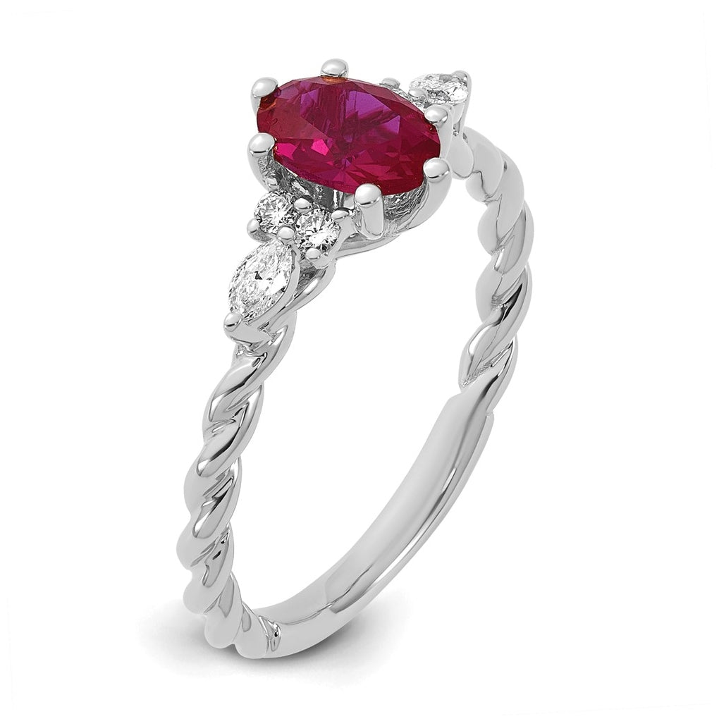 14K White Gold Polished Amethyst & 1/6 carat Lab Grown Diamond VS/SI+ G+ February Birthstone Complete Twisted Ring – Elegant Jewelry Gift for Birthday, Anniversary, Engagement, Wedding