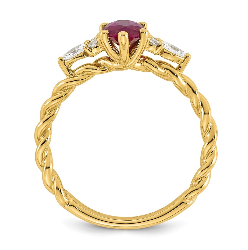 14K White Gold Polished Amethyst & 1/6 carat Lab Grown Diamond VS/SI+ G+ February Birthstone Complete Twisted Ring – Elegant Jewelry Gift for Birthday, Anniversary, Engagement, Wedding