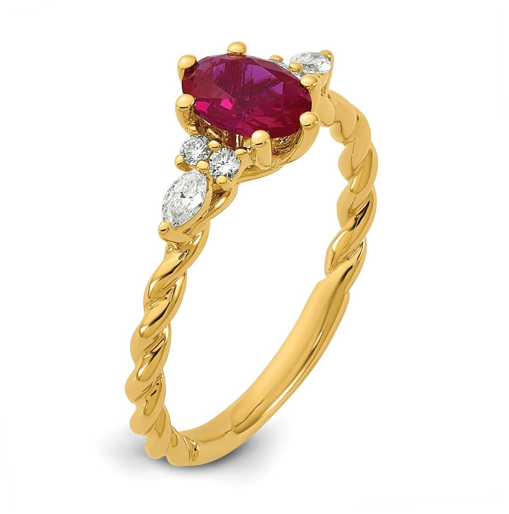 14K White Gold Polished Amethyst & 1/6 carat Lab Grown Diamond VS/SI+ G+ February Birthstone Complete Twisted Ring – Elegant Jewelry Gift for Birthday, Anniversary, Engagement, Wedding