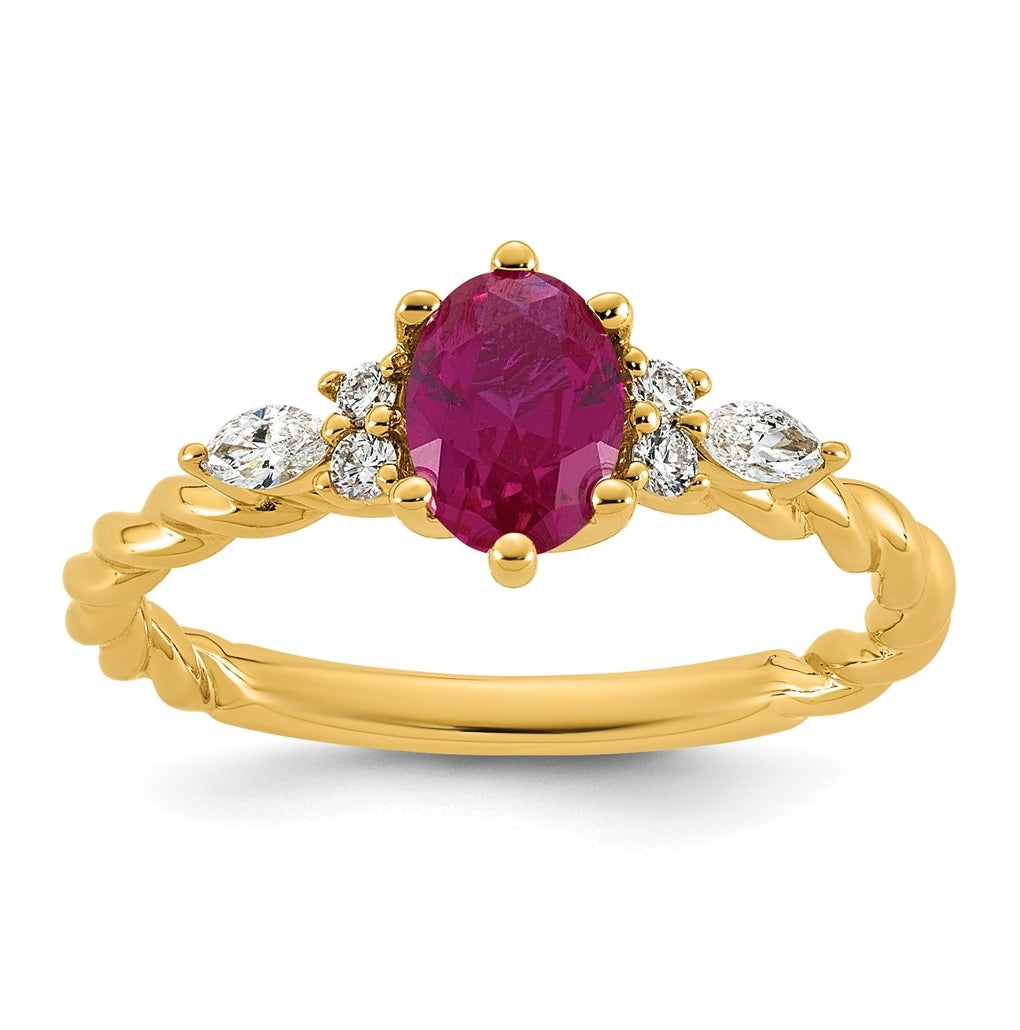 14K White Gold Polished Amethyst & 1/6 carat Lab Grown Diamond VS/SI+ G+ February Birthstone Complete Twisted Ring – Elegant Jewelry Gift for Birthday, Anniversary, Engagement, Wedding