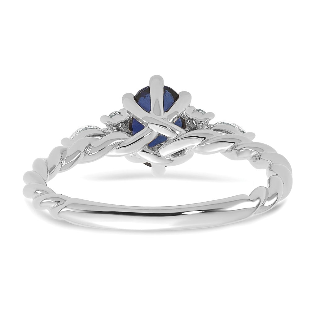 14K White Gold Polished Amethyst & 1/6 carat Lab Grown Diamond VS/SI+ G+ February Birthstone Complete Twisted Ring – Elegant Jewelry Gift for Birthday, Anniversary, Engagement, Wedding