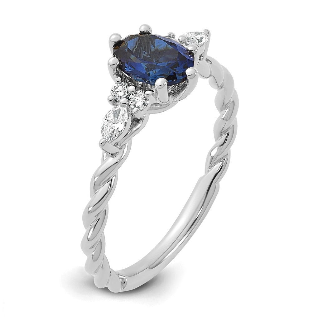 14K White Gold Polished Amethyst & 1/6 carat Lab Grown Diamond VS/SI+ G+ February Birthstone Complete Twisted Ring – Elegant Jewelry Gift for Birthday, Anniversary, Engagement, Wedding
