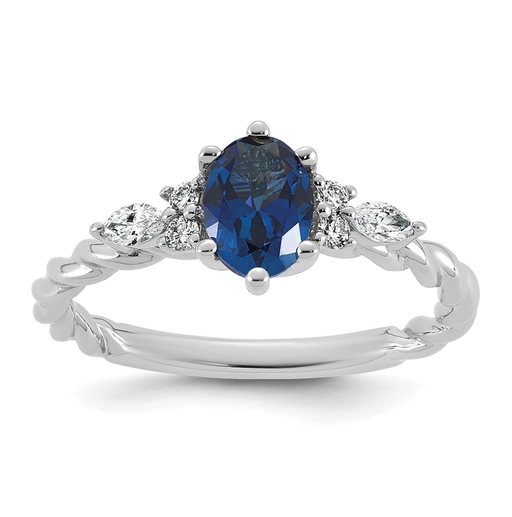 14K White Gold Polished Amethyst & 1/6 carat Lab Grown Diamond VS/SI+ G+ February Birthstone Complete Twisted Ring – Elegant Jewelry Gift for Birthday, Anniversary, Engagement, Wedding
