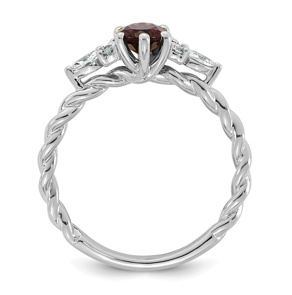 14K White Gold Polished Amethyst & 1/6 carat Lab Grown Diamond VS/SI+ G+ February Birthstone Complete Twisted Ring – Elegant Jewelry Gift for Birthday, Anniversary, Engagement, Wedding