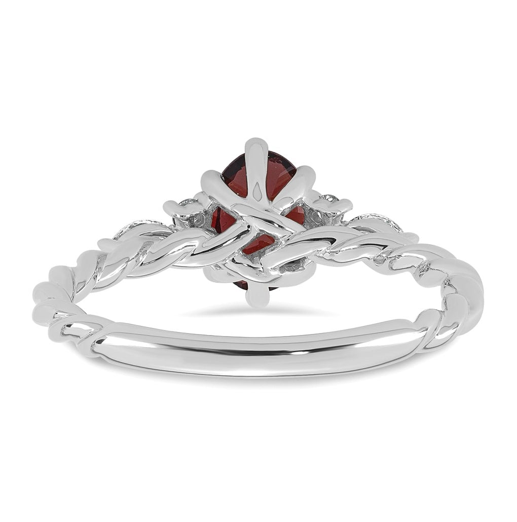 14K White Gold Polished Amethyst & 1/6 carat Lab Grown Diamond VS/SI+ G+ February Birthstone Complete Twisted Ring – Elegant Jewelry Gift for Birthday, Anniversary, Engagement, Wedding