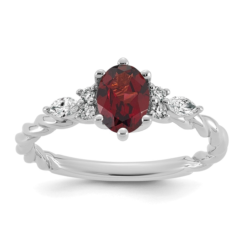 14K White Gold Polished Amethyst & 1/6 carat Lab Grown Diamond VS/SI+ G+ February Birthstone Complete Twisted Ring – Elegant Jewelry Gift for Birthday, Anniversary, Engagement, Wedding