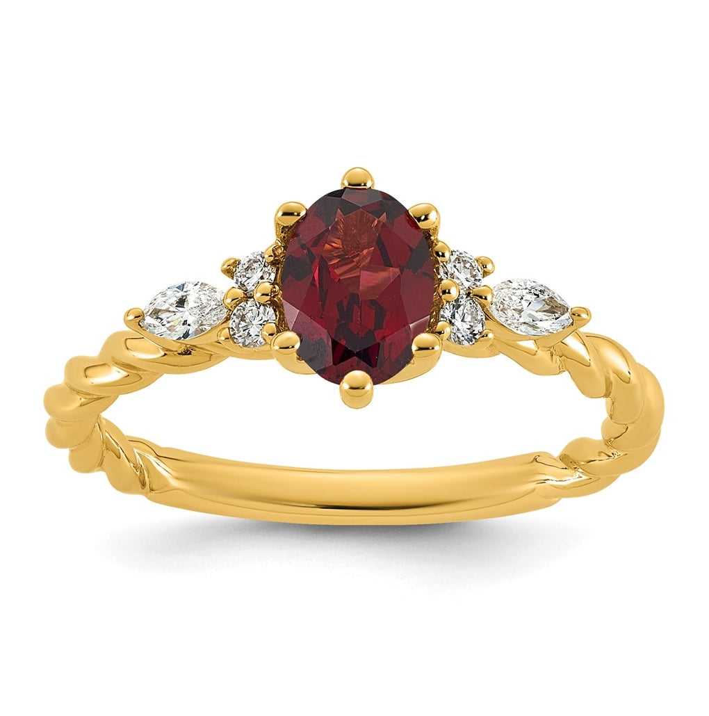 14K White Gold Polished Amethyst & 1/6 carat Lab Grown Diamond VS/SI+ G+ February Birthstone Complete Twisted Ring – Elegant Jewelry Gift for Birthday, Anniversary, Engagement, Wedding