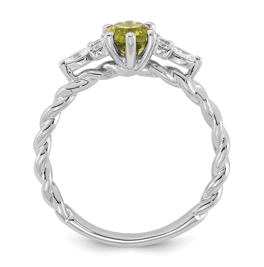 14K White Gold Polished Amethyst & 1/6 carat Lab Grown Diamond VS/SI+ G+ February Birthstone Complete Twisted Ring – Elegant Jewelry Gift for Birthday, Anniversary, Engagement, Wedding