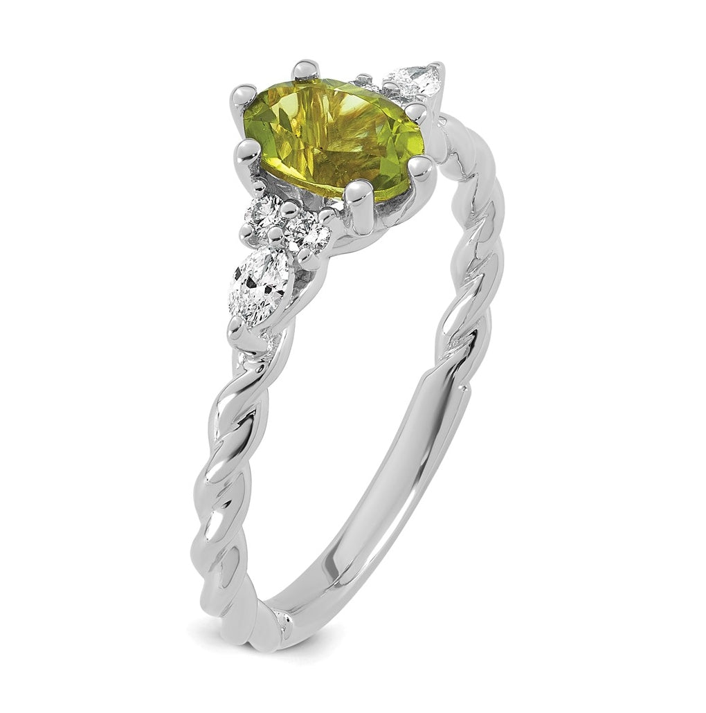 14K White Gold Polished Amethyst & 1/6 carat Lab Grown Diamond VS/SI+ G+ February Birthstone Complete Twisted Ring – Elegant Jewelry Gift for Birthday, Anniversary, Engagement, Wedding