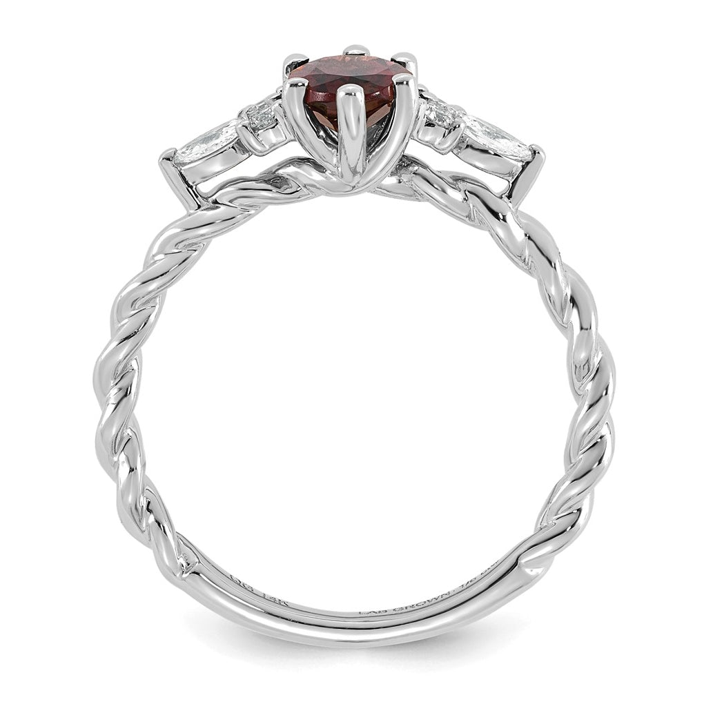 14K White Gold Polished Amethyst & 1/6 carat Lab Grown Diamond VS/SI+ G+ February Birthstone Complete Twisted Ring – Elegant Jewelry Gift for Birthday, Anniversary, Engagement, Wedding