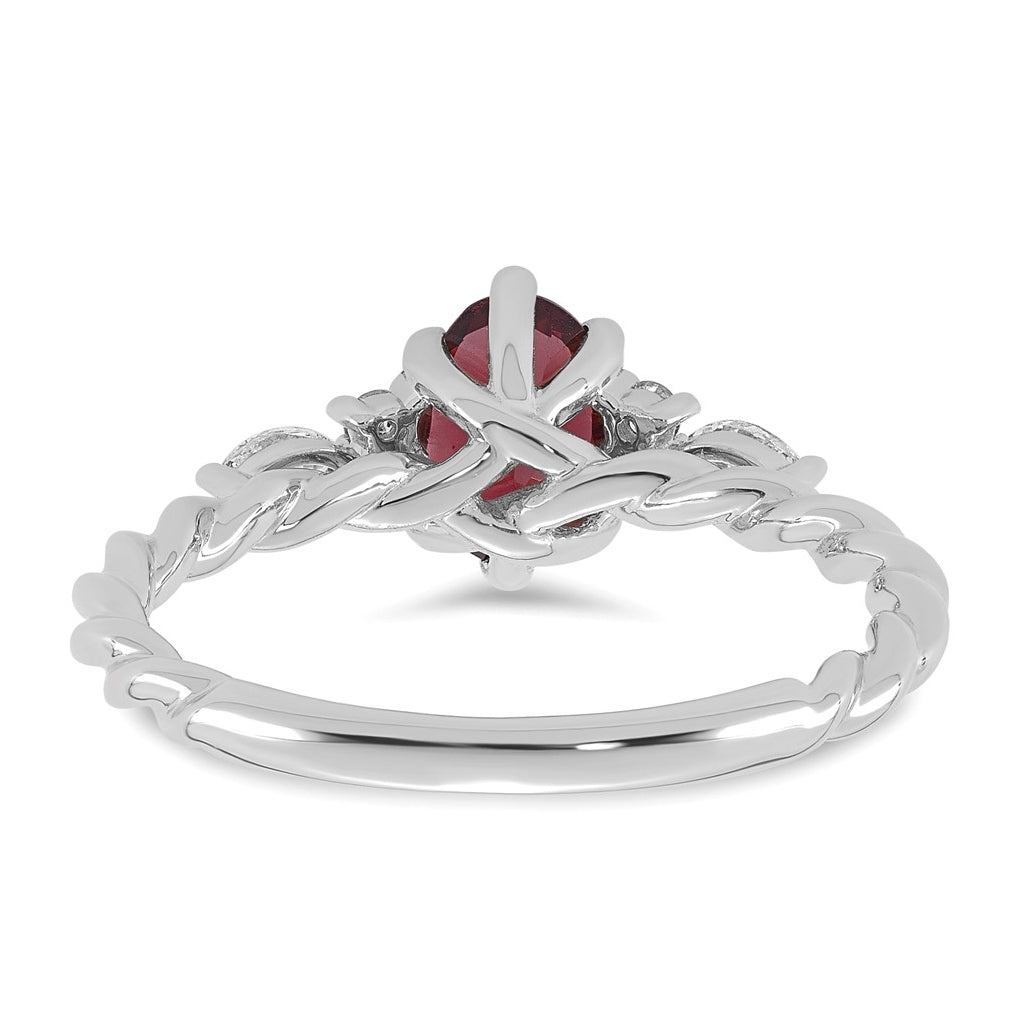 14K White Gold Polished Amethyst & 1/6 carat Lab Grown Diamond VS/SI+ G+ February Birthstone Complete Twisted Ring – Elegant Jewelry Gift for Birthday, Anniversary, Engagement, Wedding