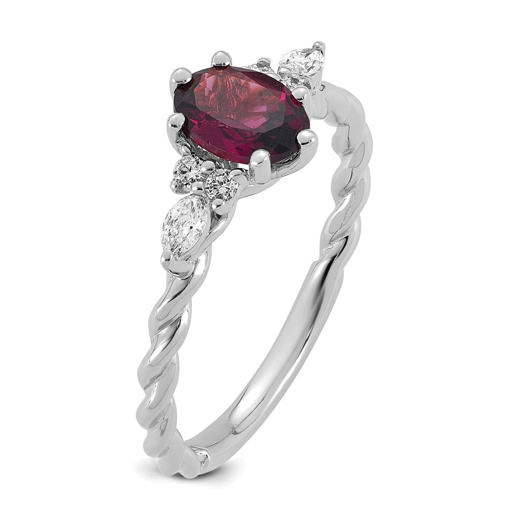 14K White Gold Polished Amethyst & 1/6 carat Lab Grown Diamond VS/SI+ G+ February Birthstone Complete Twisted Ring – Elegant Jewelry Gift for Birthday, Anniversary, Engagement, Wedding