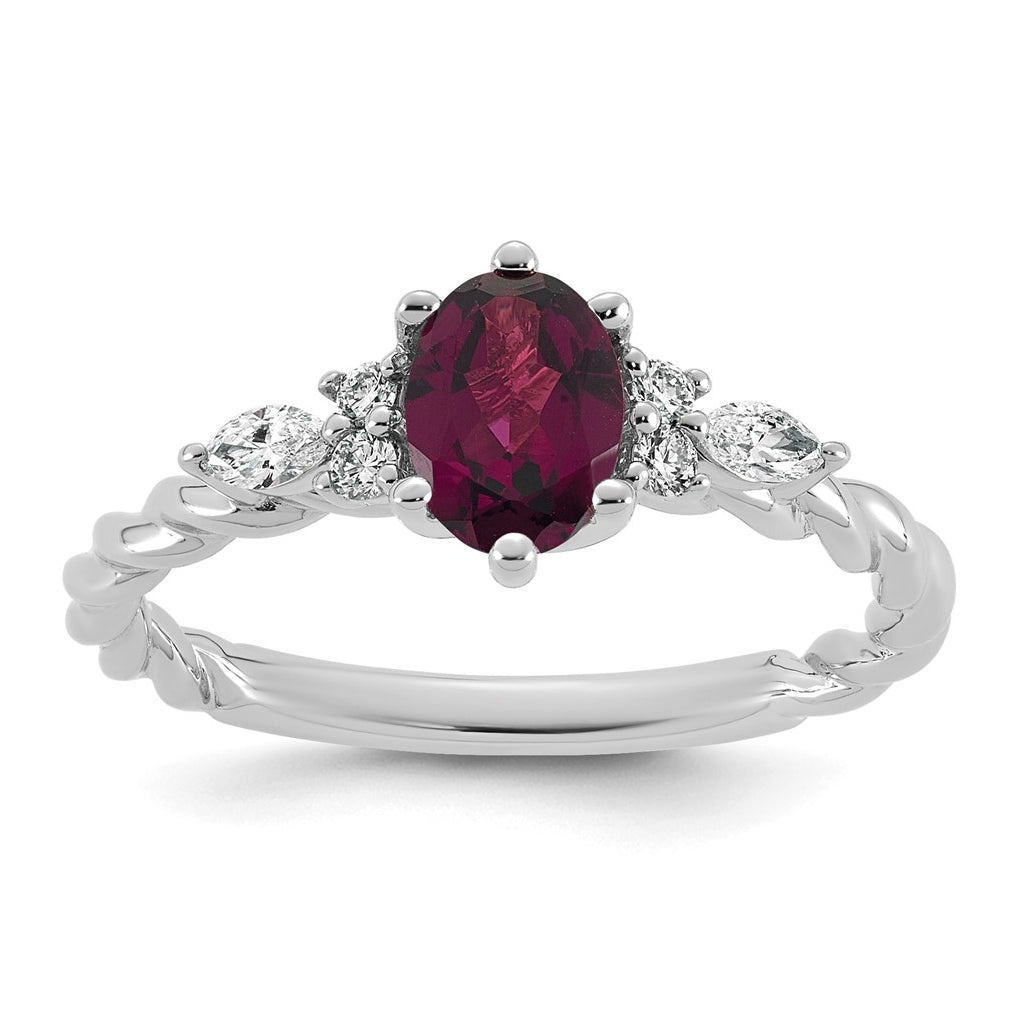 14K White Gold Polished Amethyst & 1/6 carat Lab Grown Diamond VS/SI+ G+ February Birthstone Complete Twisted Ring – Elegant Jewelry Gift for Birthday, Anniversary, Engagement, Wedding