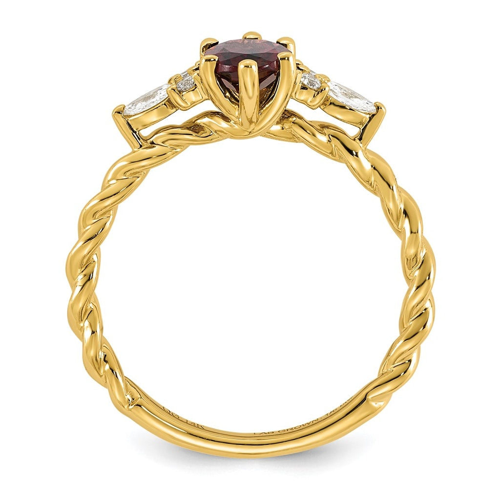 14K White Gold Polished Amethyst & 1/6 carat Lab Grown Diamond VS/SI+ G+ February Birthstone Complete Twisted Ring – Elegant Jewelry Gift for Birthday, Anniversary, Engagement, Wedding