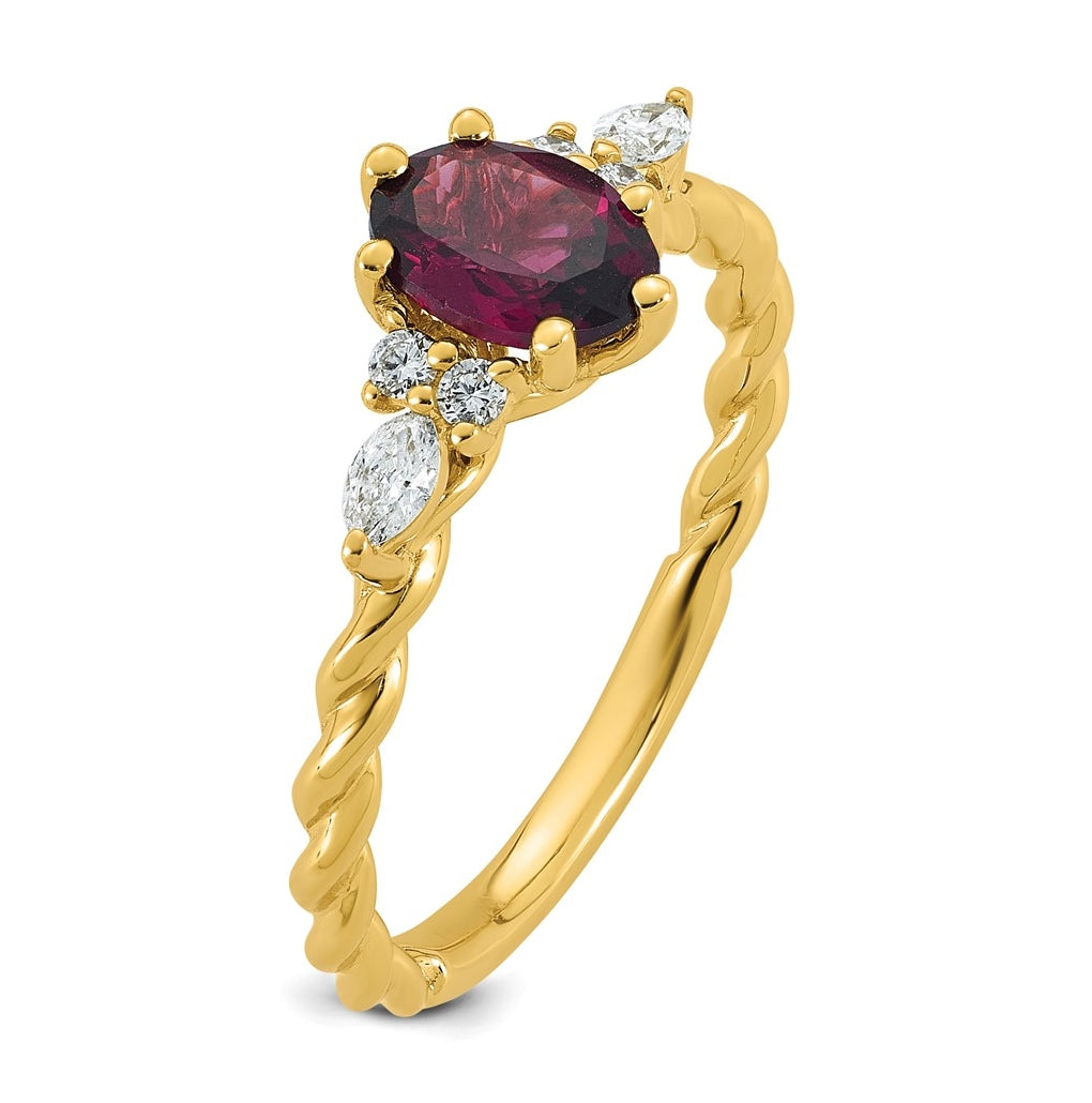 14K White Gold Polished Amethyst & 1/6 carat Lab Grown Diamond VS/SI+ G+ February Birthstone Complete Twisted Ring – Elegant Jewelry Gift for Birthday, Anniversary, Engagement, Wedding