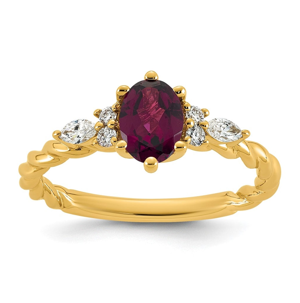 14K White Gold Polished Amethyst & 1/6 carat Lab Grown Diamond VS/SI+ G+ February Birthstone Complete Twisted Ring – Elegant Jewelry Gift for Birthday, Anniversary, Engagement, Wedding