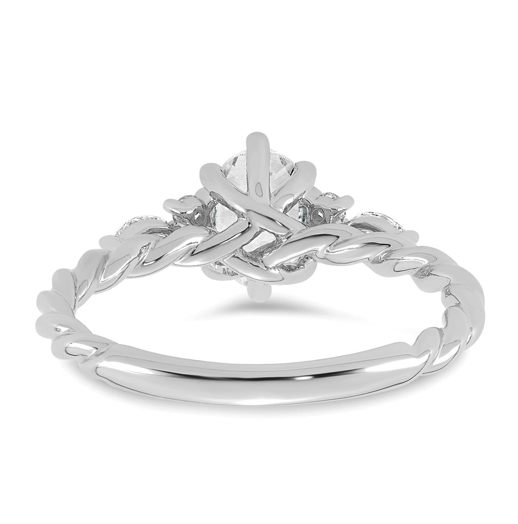 14K White Gold Polished Amethyst & 1/6 carat Lab Grown Diamond VS/SI+ G+ February Birthstone Complete Twisted Ring – Elegant Jewelry Gift for Birthday, Anniversary, Engagement, Wedding