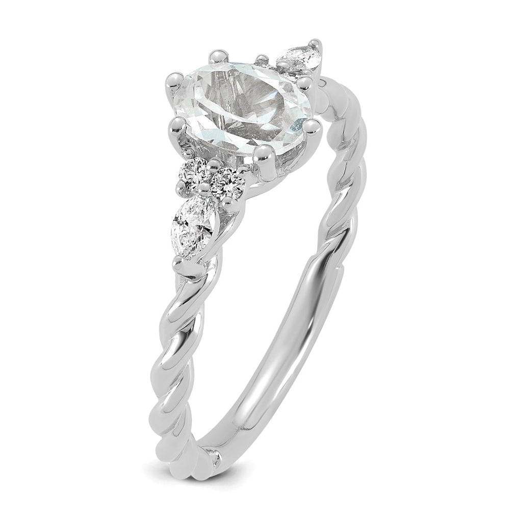 14K White Gold Polished Amethyst & 1/6 carat Lab Grown Diamond VS/SI+ G+ February Birthstone Complete Twisted Ring – Elegant Jewelry Gift for Birthday, Anniversary, Engagement, Wedding