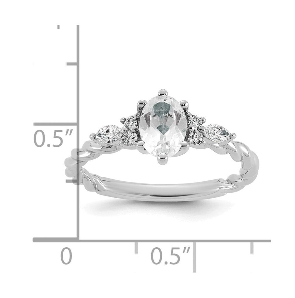 14K White Gold Polished Amethyst & 1/6 carat Lab Grown Diamond VS/SI+ G+ February Birthstone Complete Twisted Ring – Elegant Jewelry Gift for Birthday, Anniversary, Engagement, Wedding