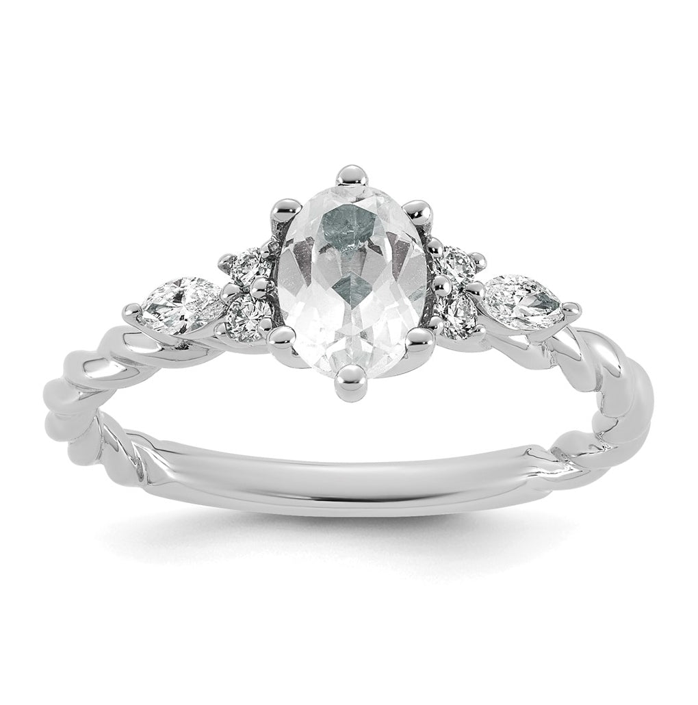14K White Gold Polished Amethyst & 1/6 carat Lab Grown Diamond VS/SI+ G+ February Birthstone Complete Twisted Ring – Elegant Jewelry Gift for Birthday, Anniversary, Engagement, Wedding