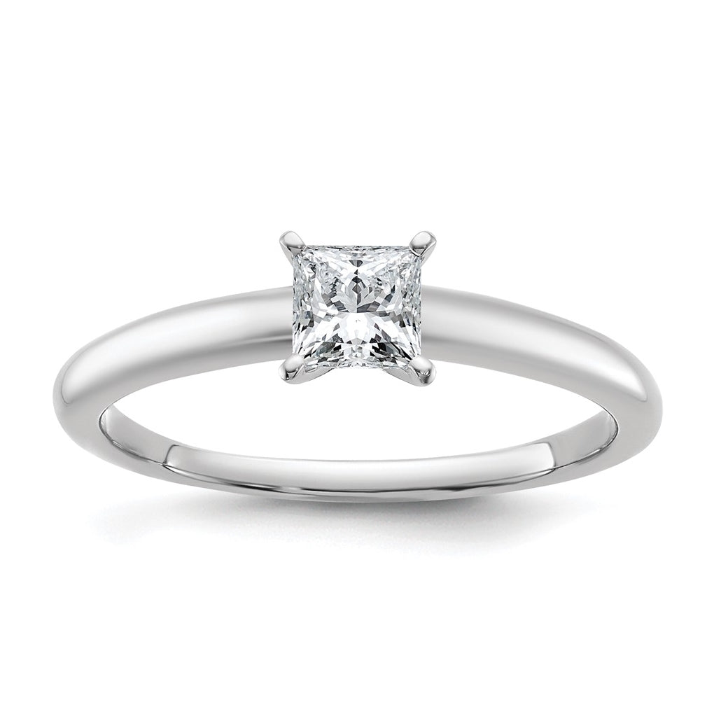 10K Two Tone Gold 1/2ct Lab Grown Diamond VS+ F+ Princess Complete Solitaire Engagement Ring Size 5 – Elegant Jewelry Gift for Birthday, Anniversary, Engagement, Wedding